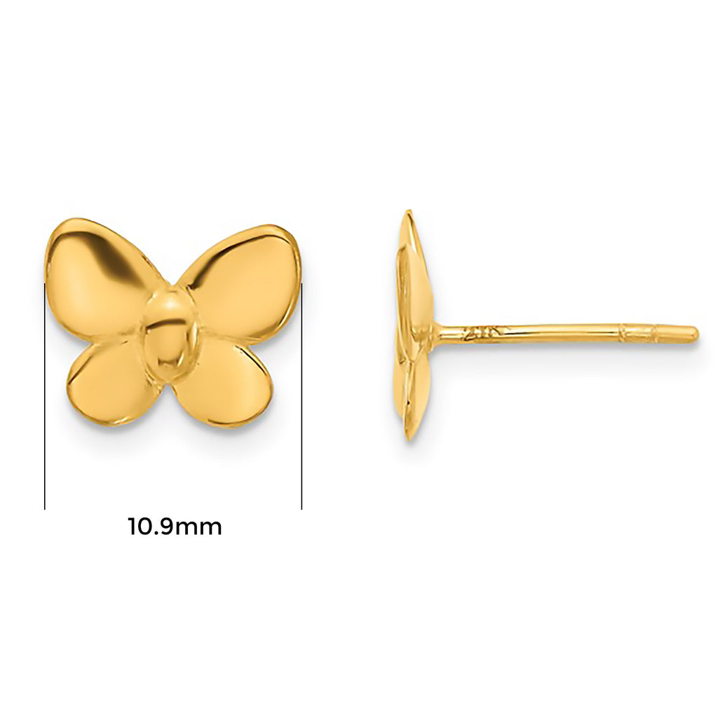 24K Gold Butterfly Stud Earrings