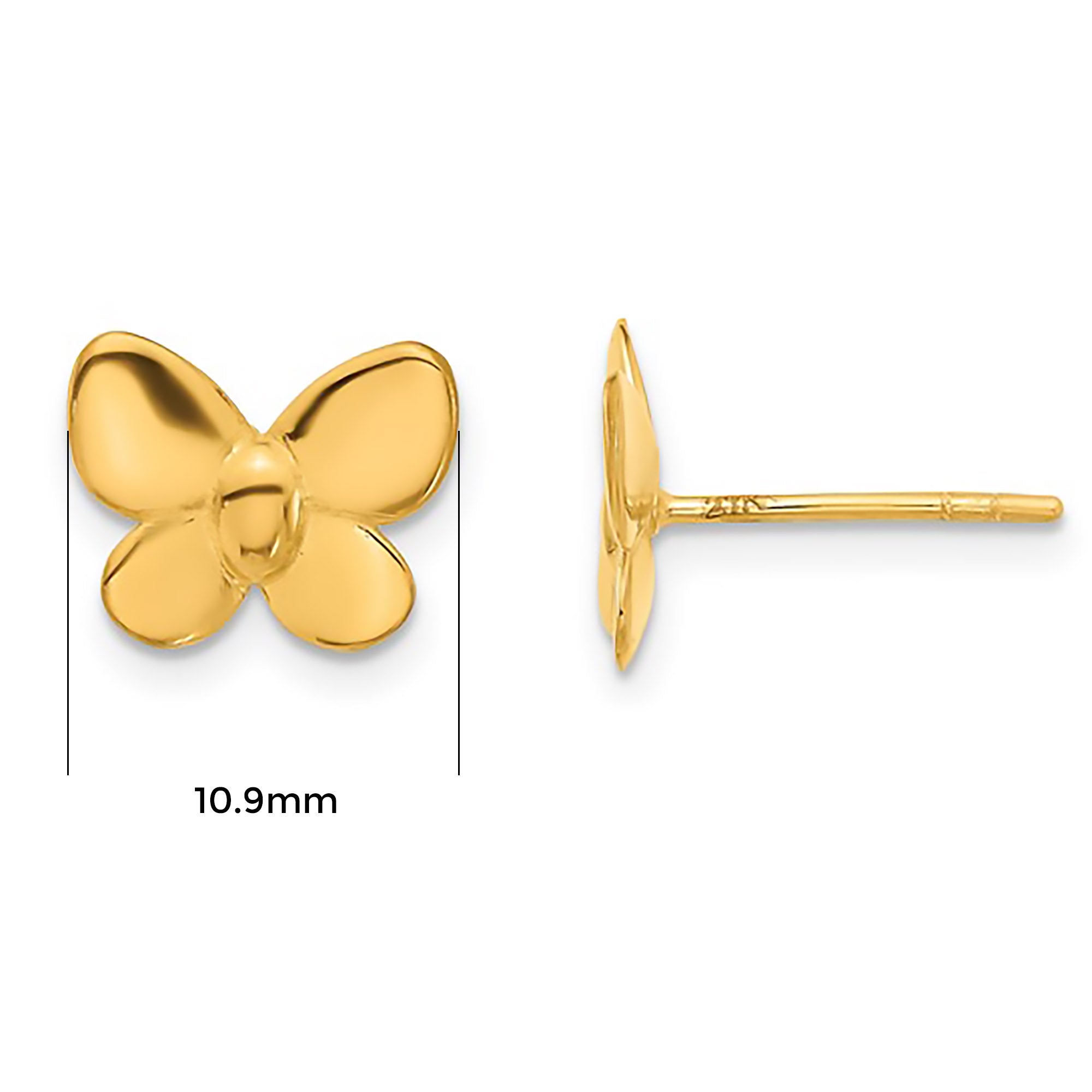 24K Gold Butterfly Stud Earrings