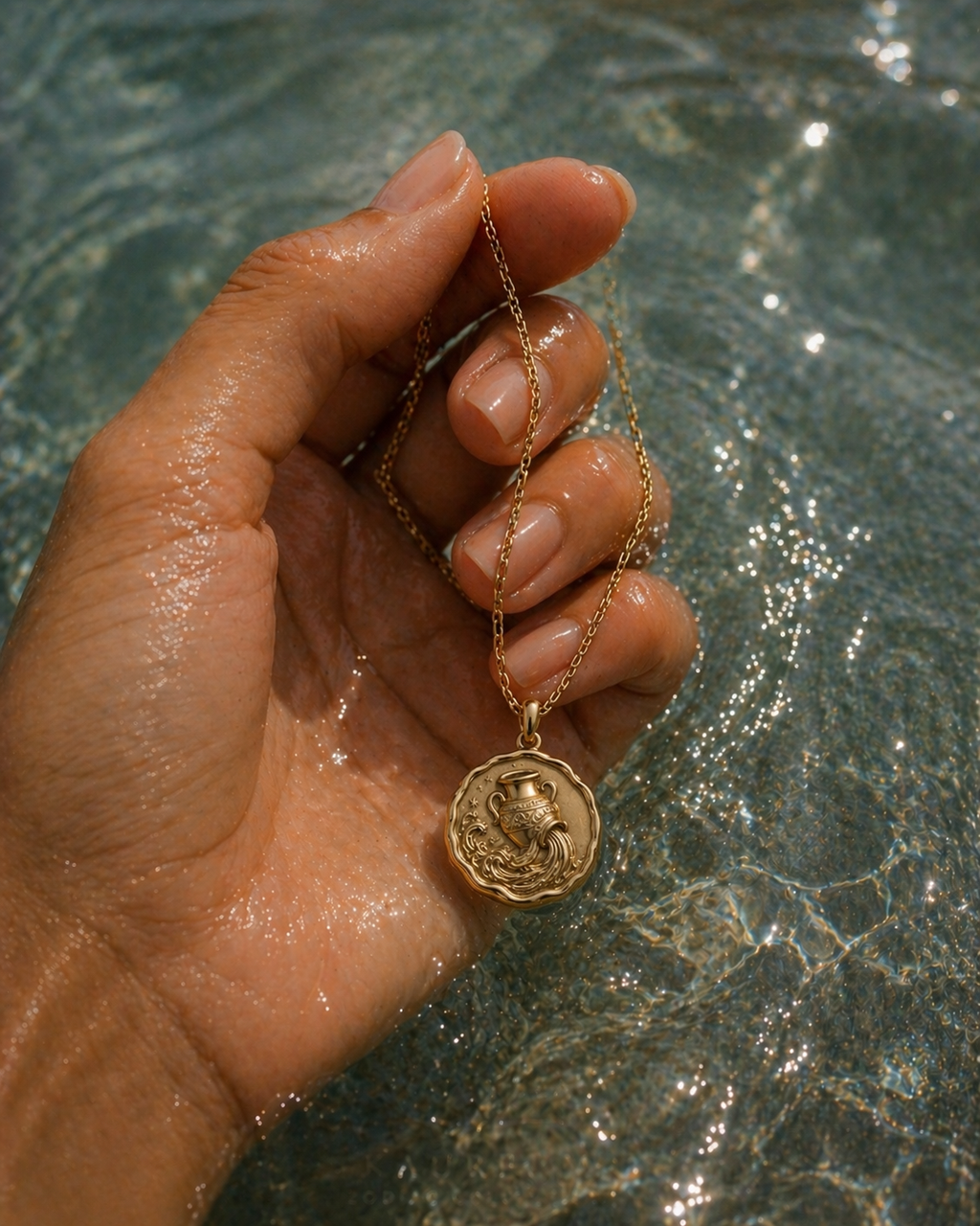 AQUARIUS ⟡ Vintage Zodiac Coin Medallion