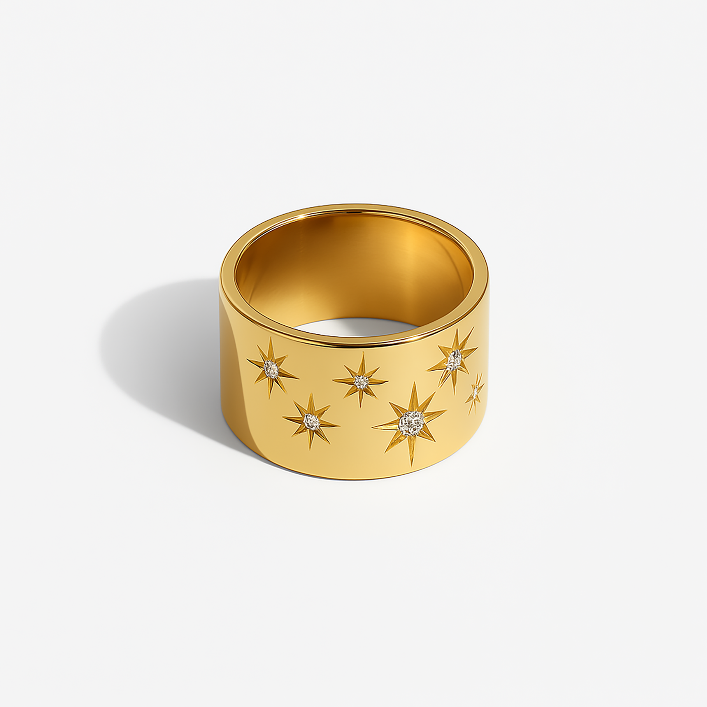 14K Leo Constellation Starburst Diamond Cigar Band