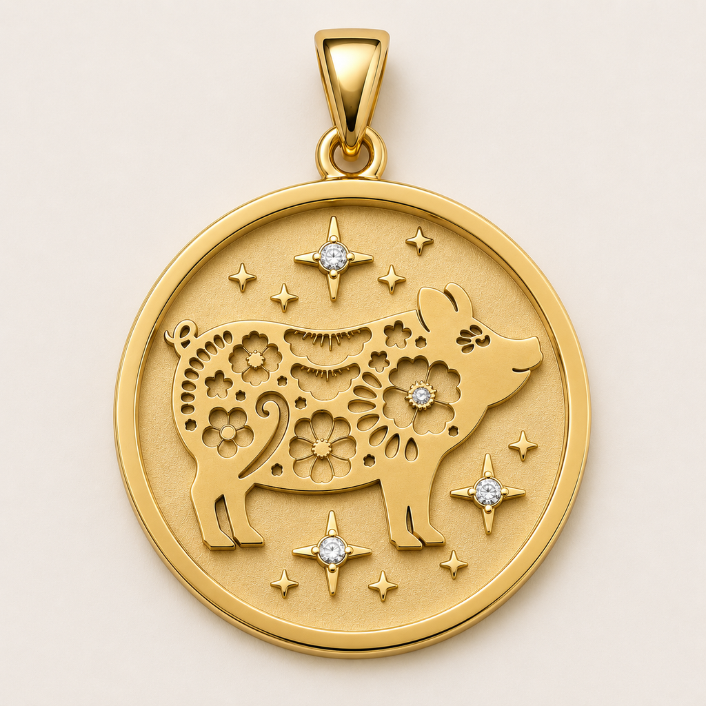 Pig (豬) Lunar Zodiac Medallion