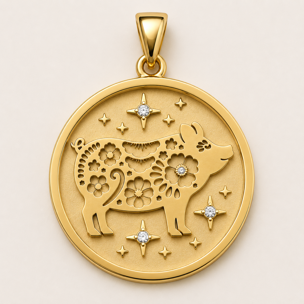 Pig (豬) Lunar Zodiac Medallion