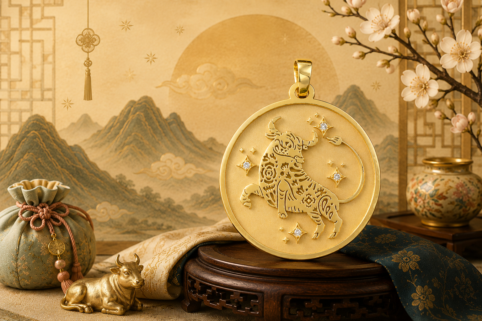 Ox (牛) Lunar Zodiac Medallion