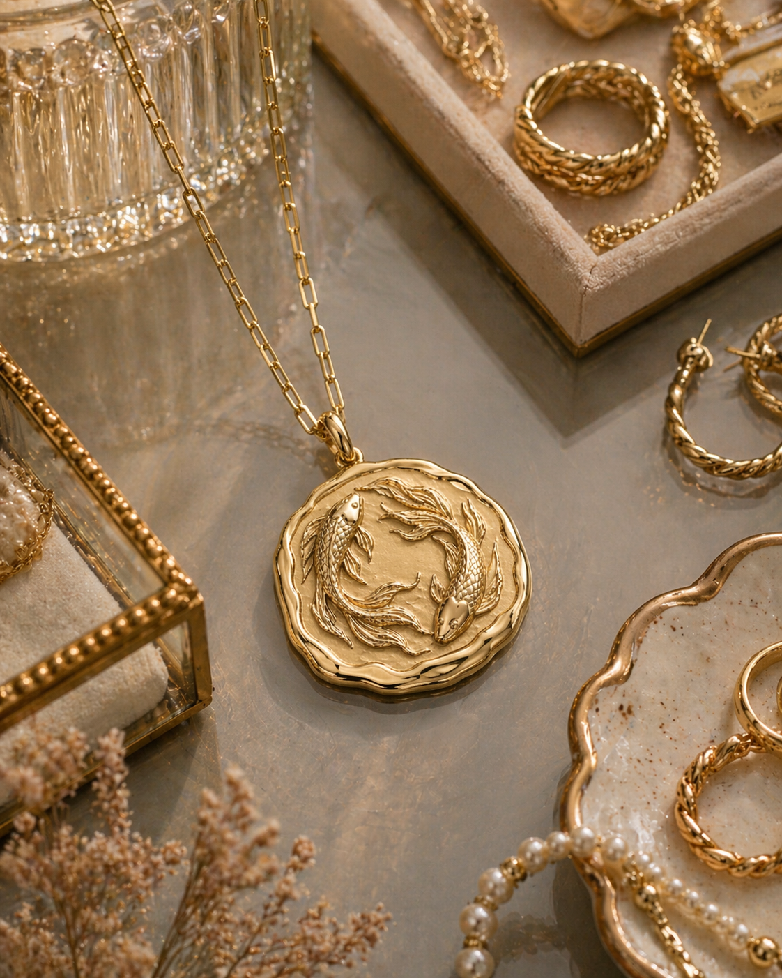 PISCES ⟡ Vintage Zodiac Coin Medallion