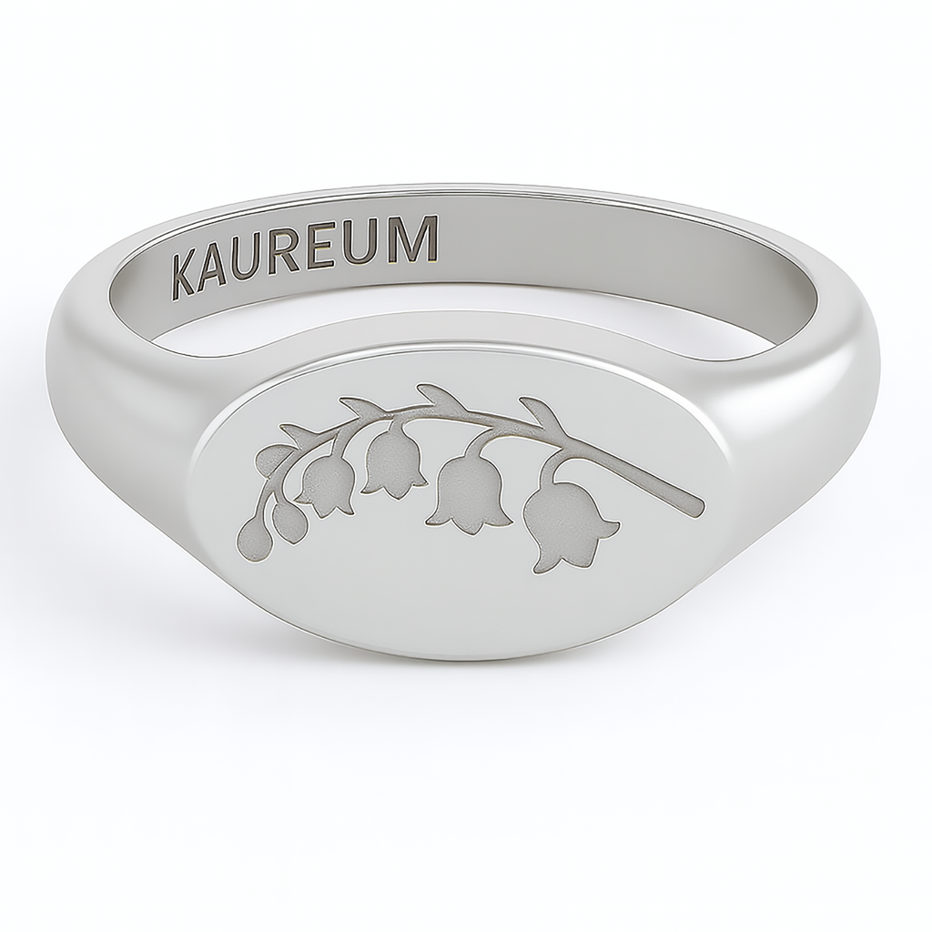 Lily of The Valley ⟡ Birth Flower East West Oval Signet Ring