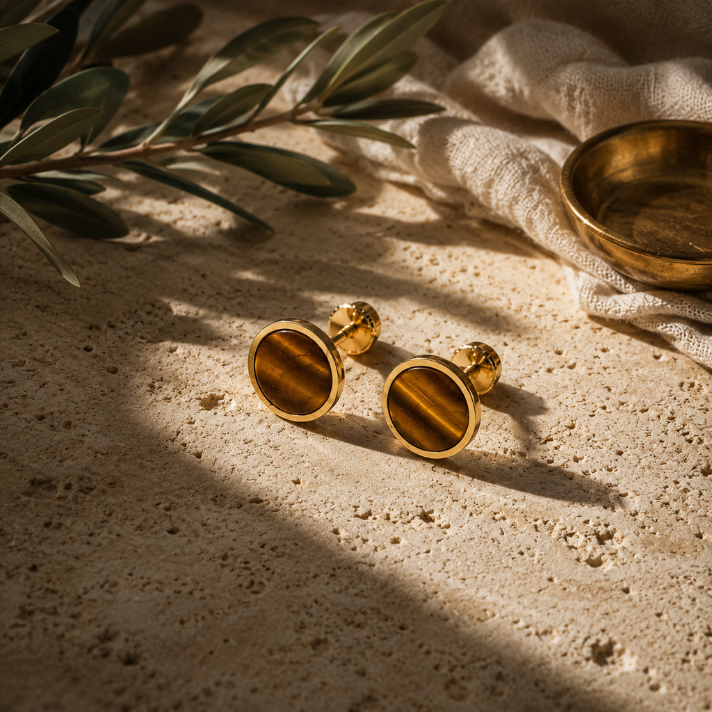 Signature Studs ⬩ Tiger Eye