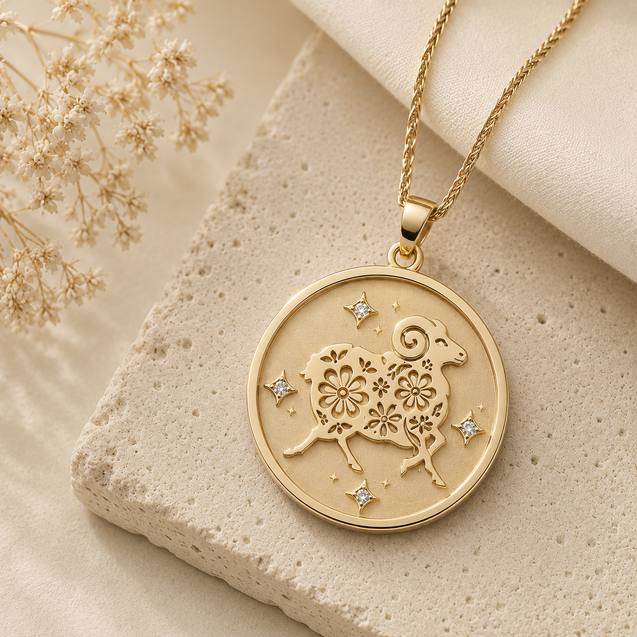 Ram (羊 ) Lunar Zodiac Medallion
