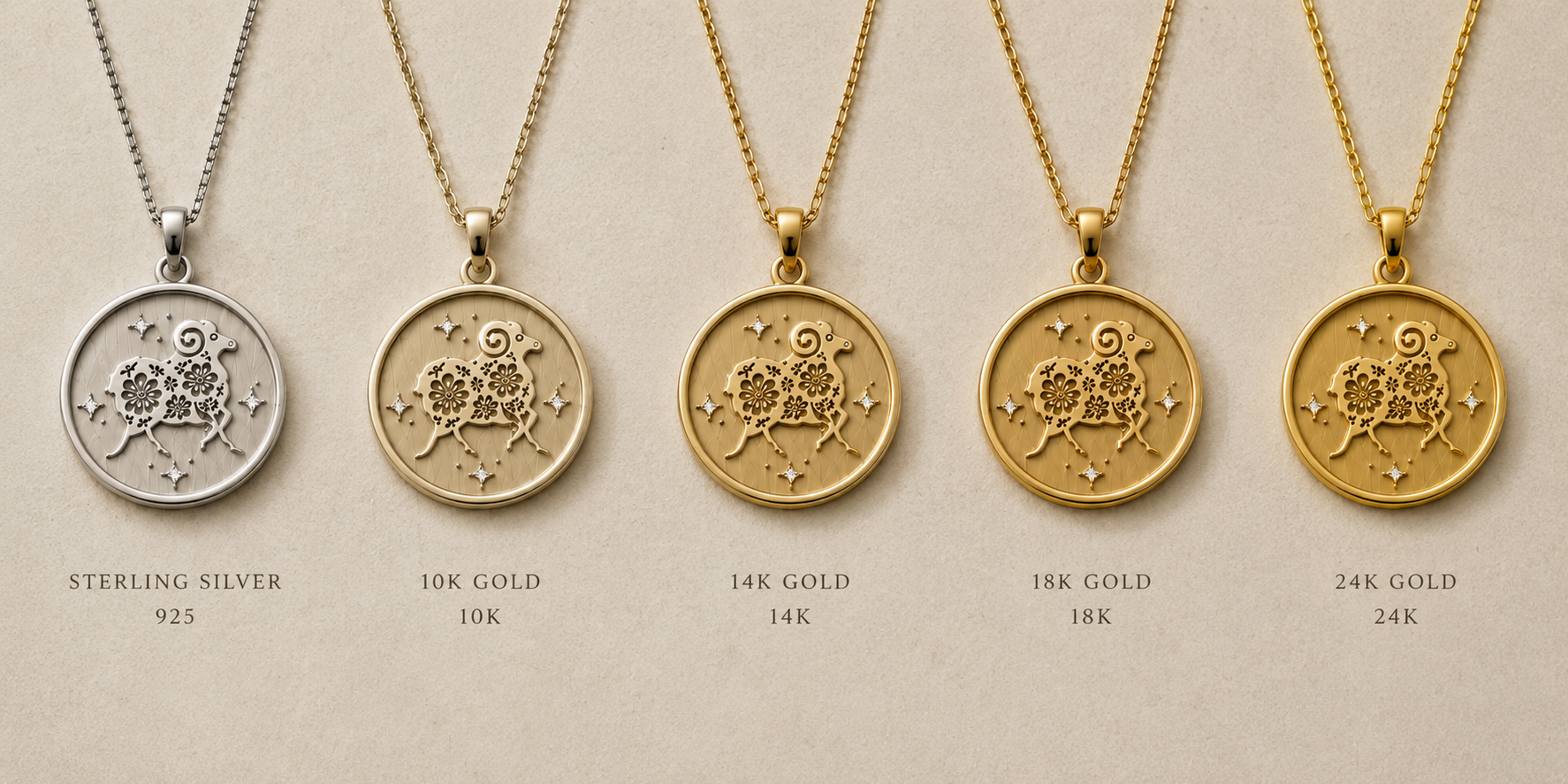 Ram (羊 ) Lunar Zodiac Medallion