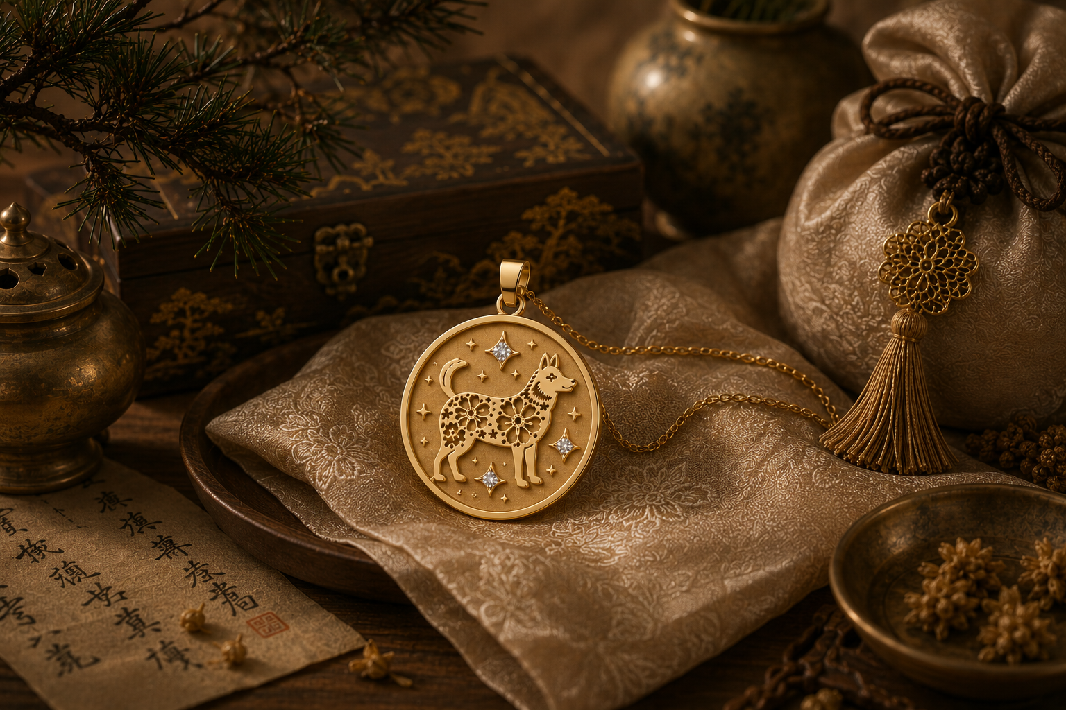 Dog (狗) Lunar Zodiac Medallion