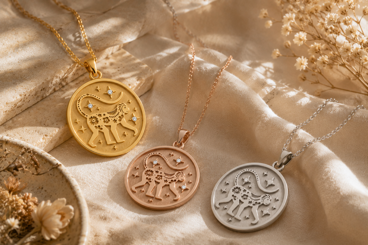 Monkey (猴) Lunar Zodiac Medallion
