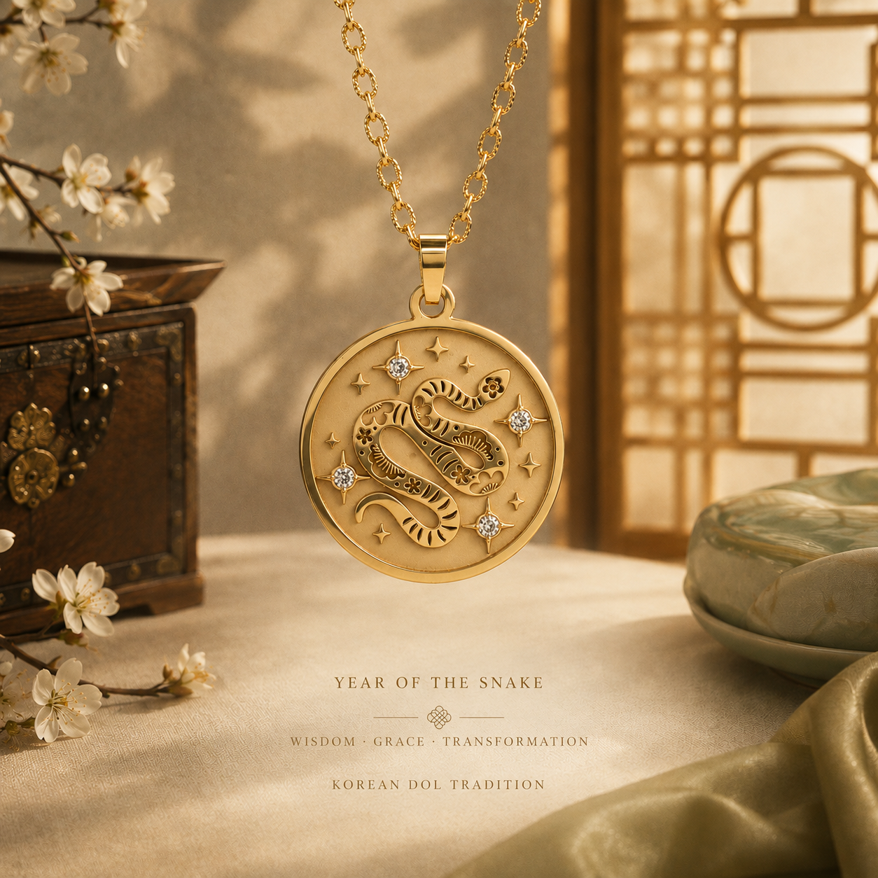 Snake (蛇) Lunar Zodiac Medallion