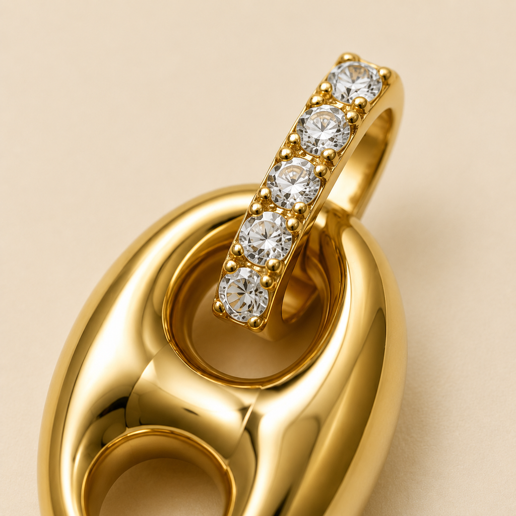 Puffed Mariner Charm with Diamond Bail