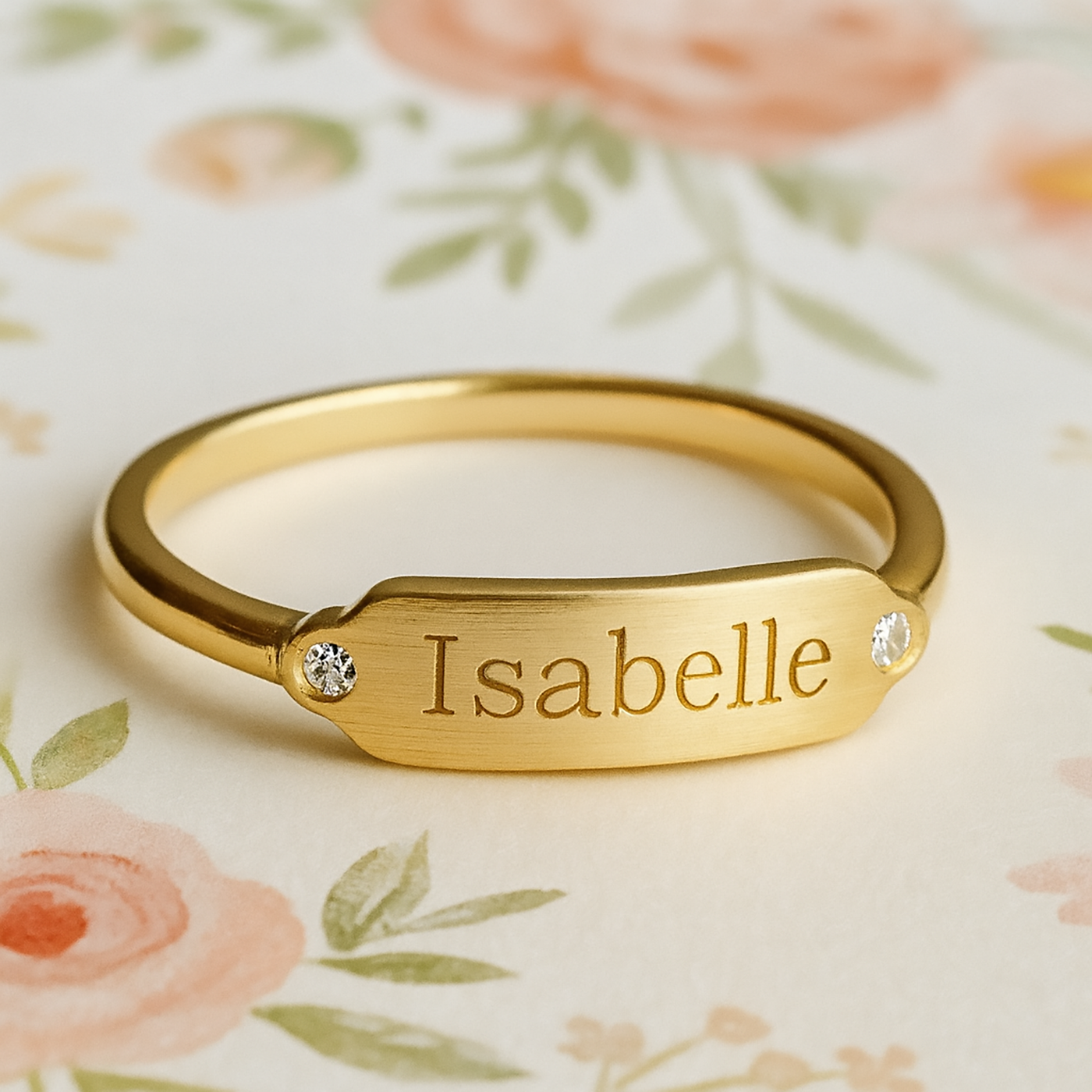 Accented Curve Bar Signet Ring