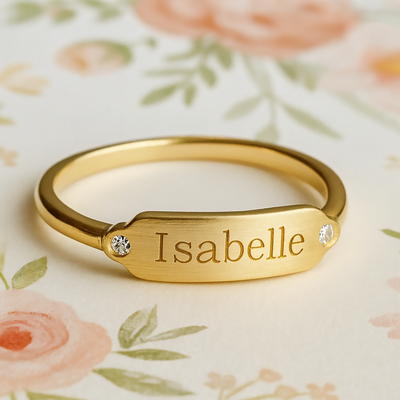 Accented Curve Bar Signet Ring