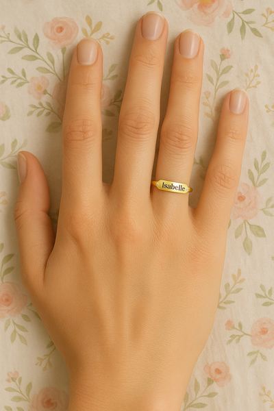 Accented Curve Bar Signet Ring