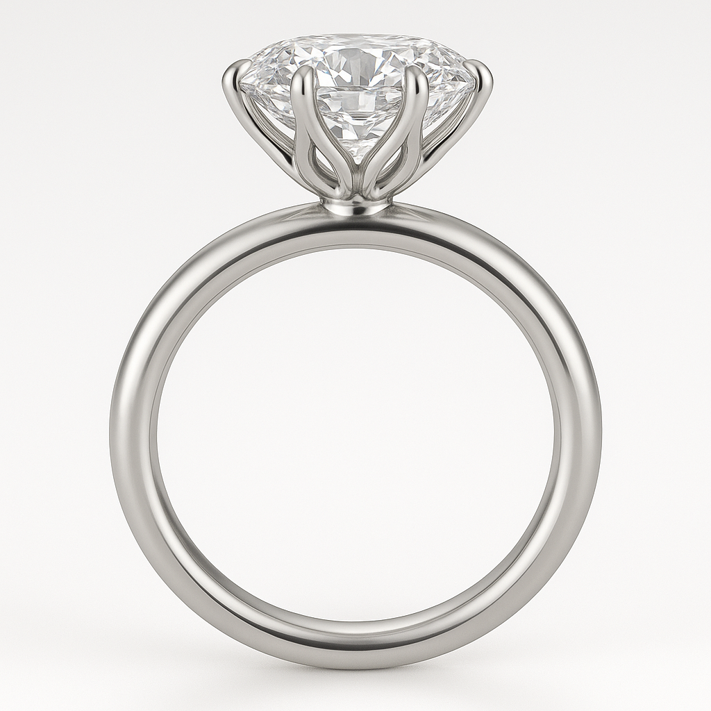6-Prong Scalloped-Setting Oval Engagement Ring