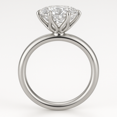 6-Prong Scalloped-Setting Oval Engagement Ring