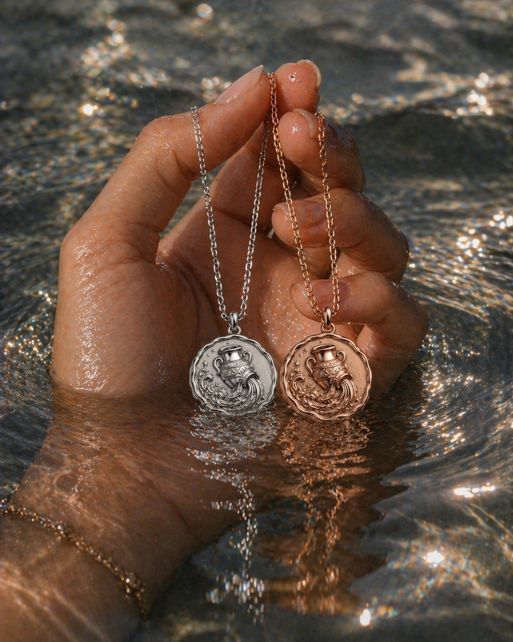 AQUARIUS ⟡ Vintage Zodiac Coin Medallion