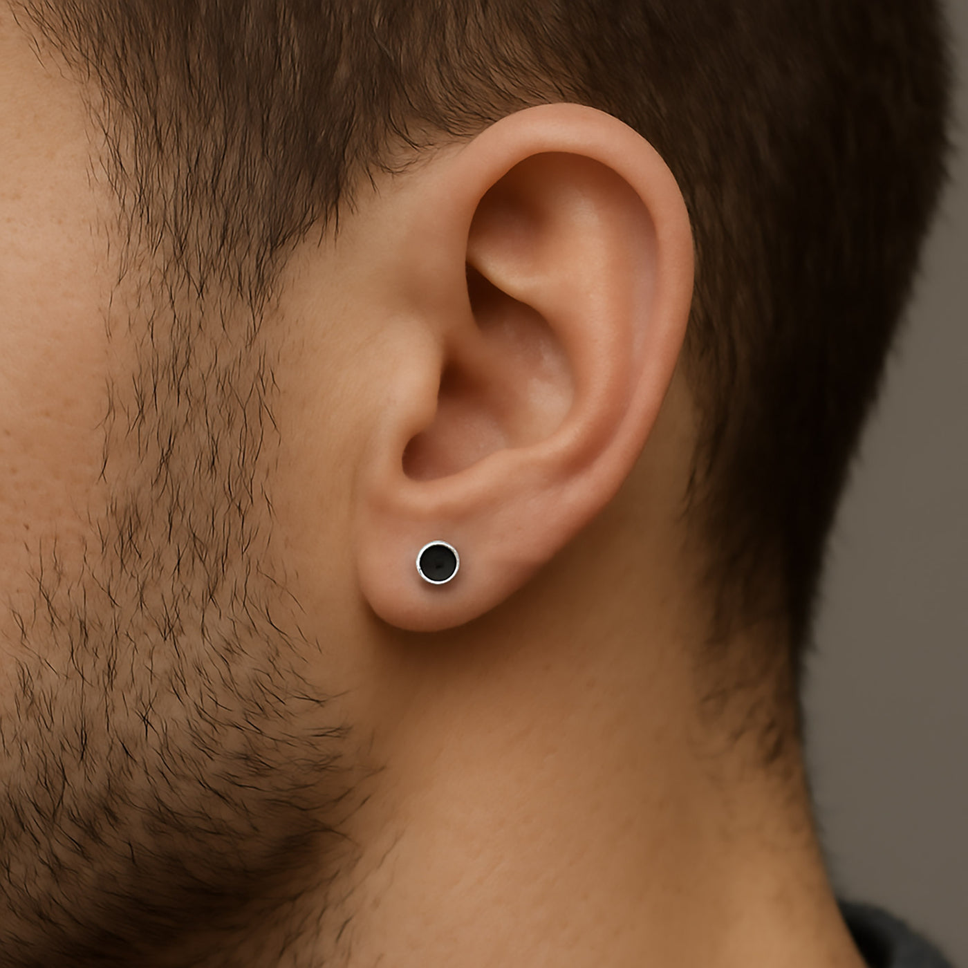 Round Black Onyx Stud Earrings