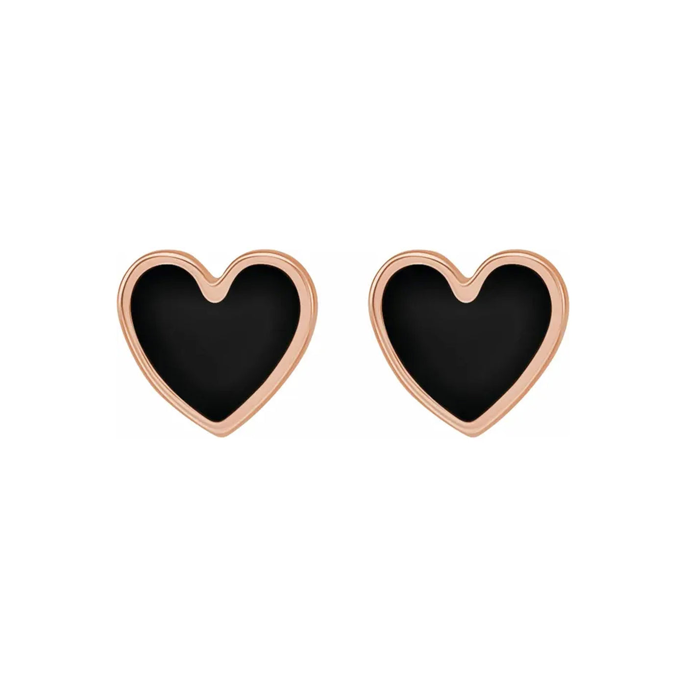 Black Enameled Heart Earrings