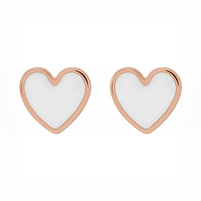 White Enameled Heart Earrings