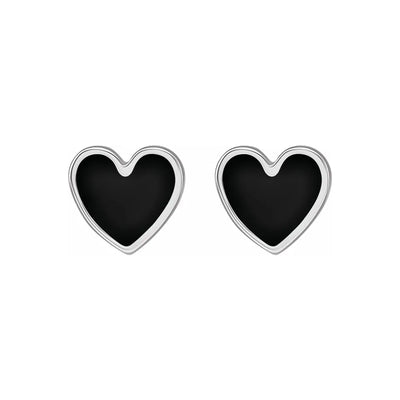 Black Enameled Heart Earrings