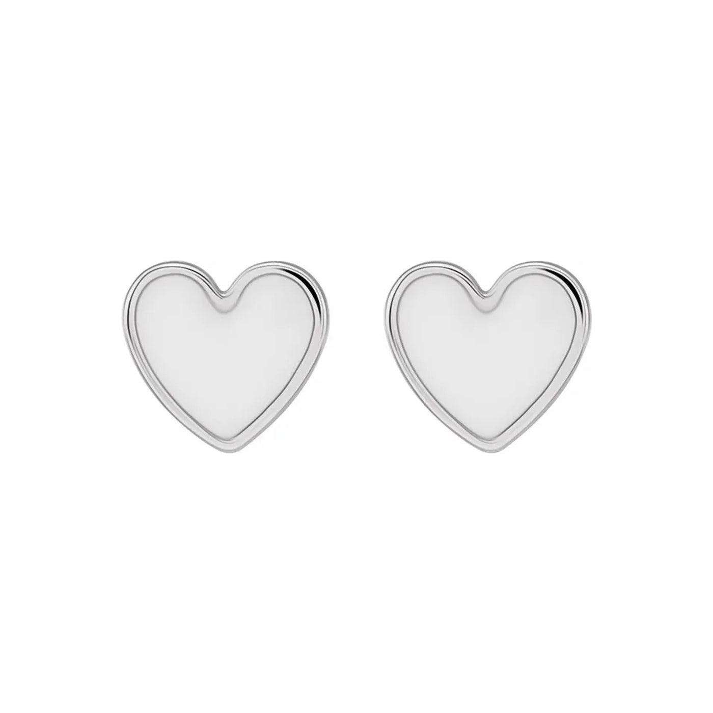 White Enameled Heart Earrings