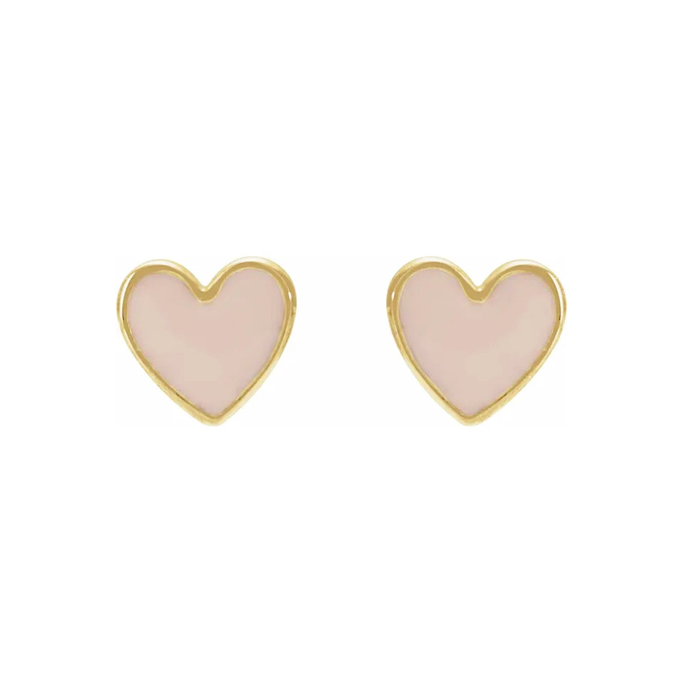 Pink Enameled Heart Earrings