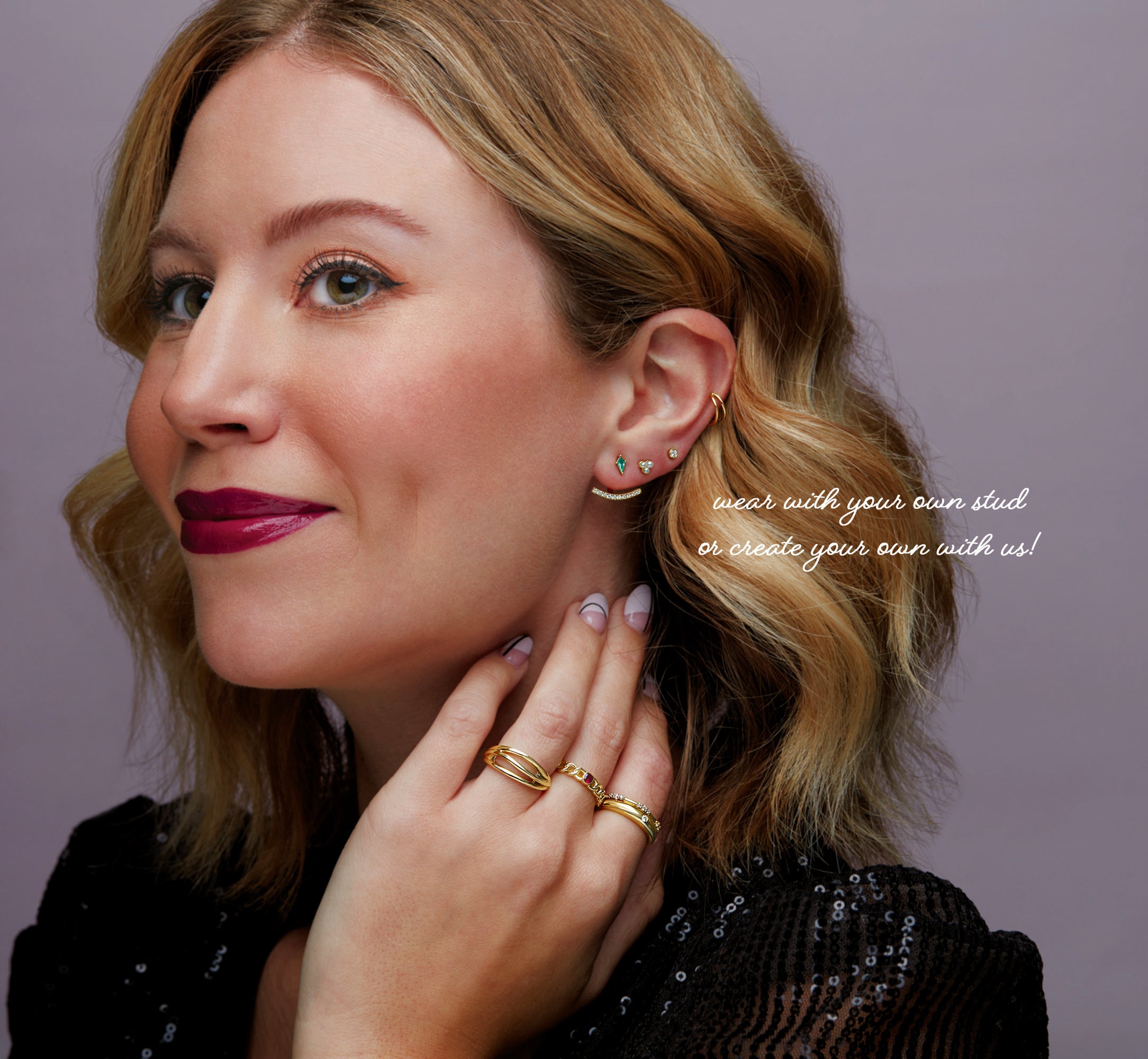 Lab-Grown Diamond Curved Bar Earring Jackets