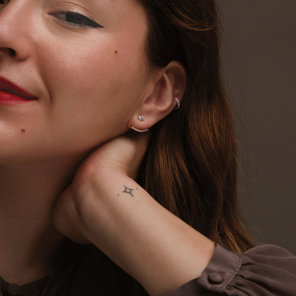 Lab-Grown Diamond Curved Bar Earring Jackets