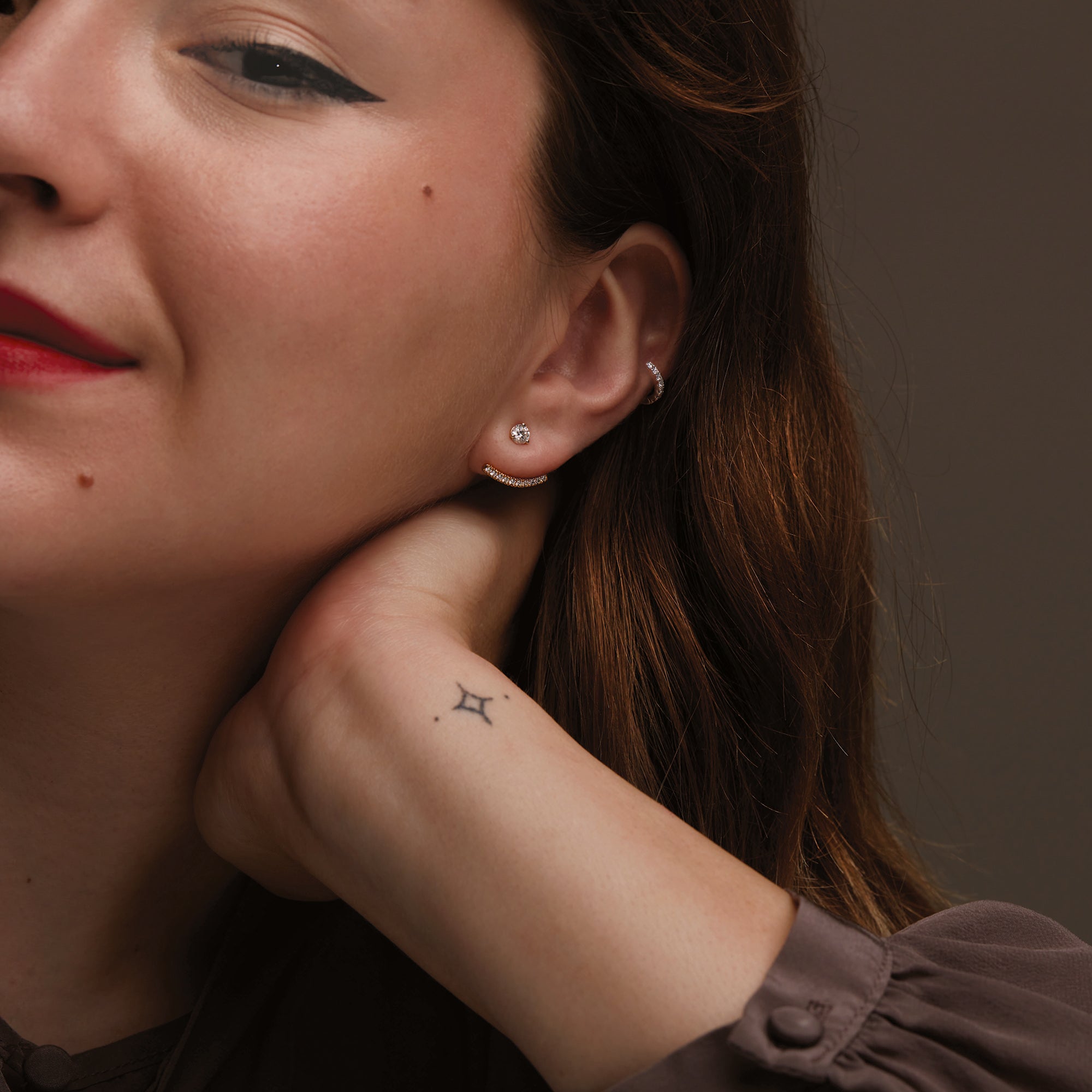 Lab-Grown Diamond Curved Bar Earring Jackets