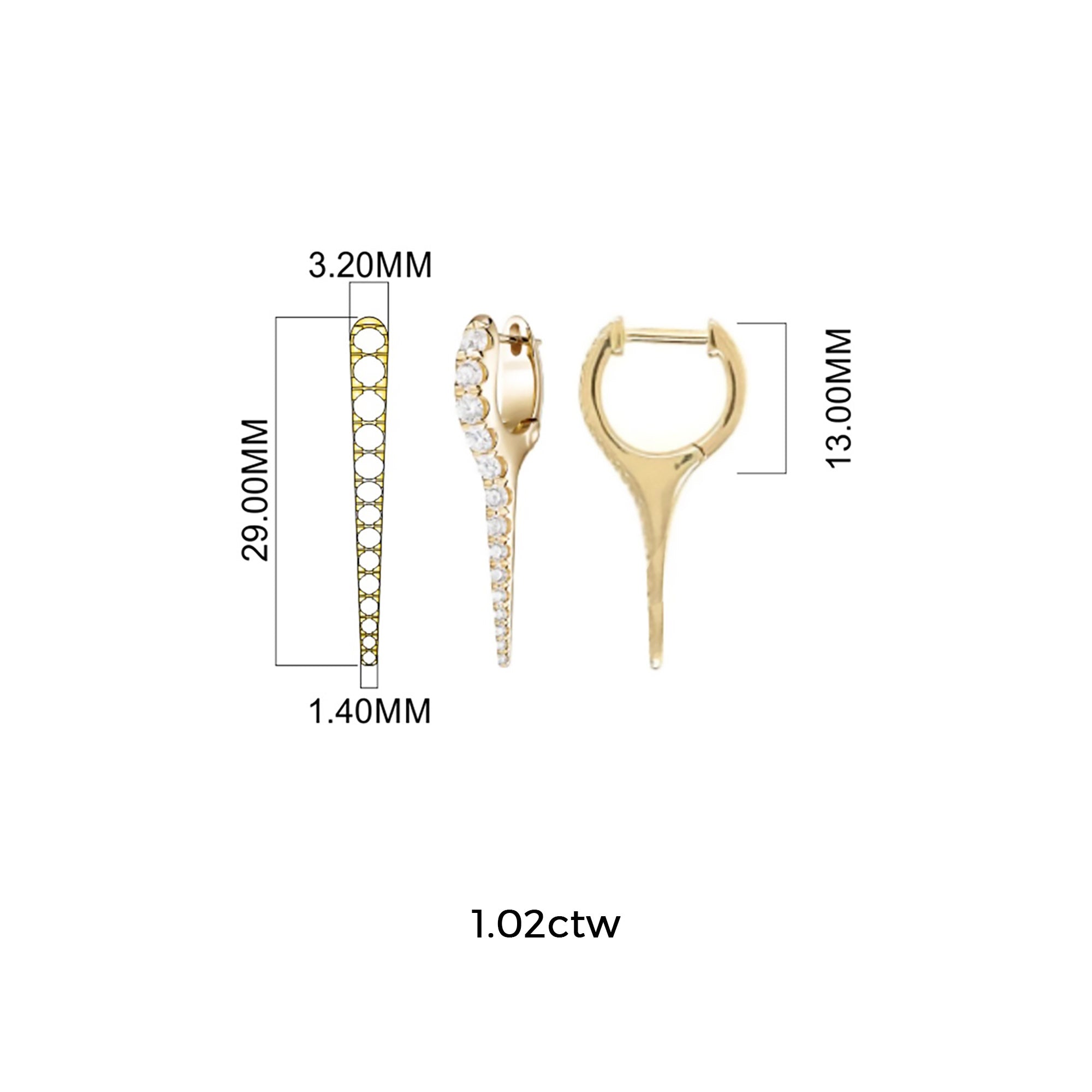 Medium Needle Diamond Huggies
