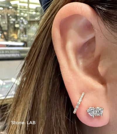 Round & Pear Toi Et Moi Stud Earrings (pair)
