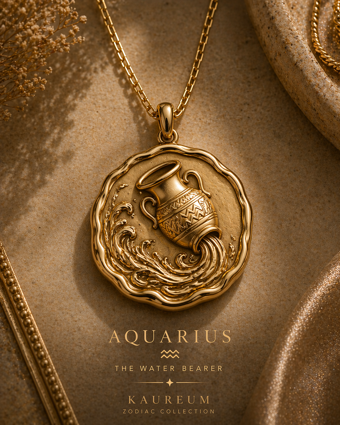 AQUARIUS ⟡ Vintage Zodiac Coin Medallion