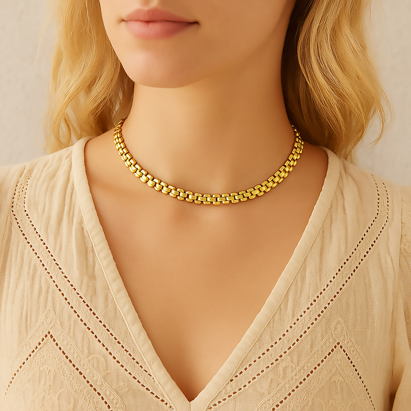 9.5mm Panther Chain Choker Necklace