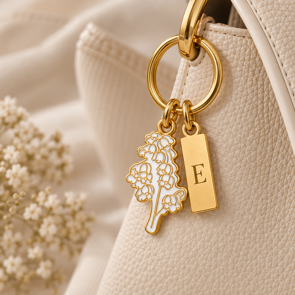 Birth Flower Enamel Keychain ⬩ Personalized