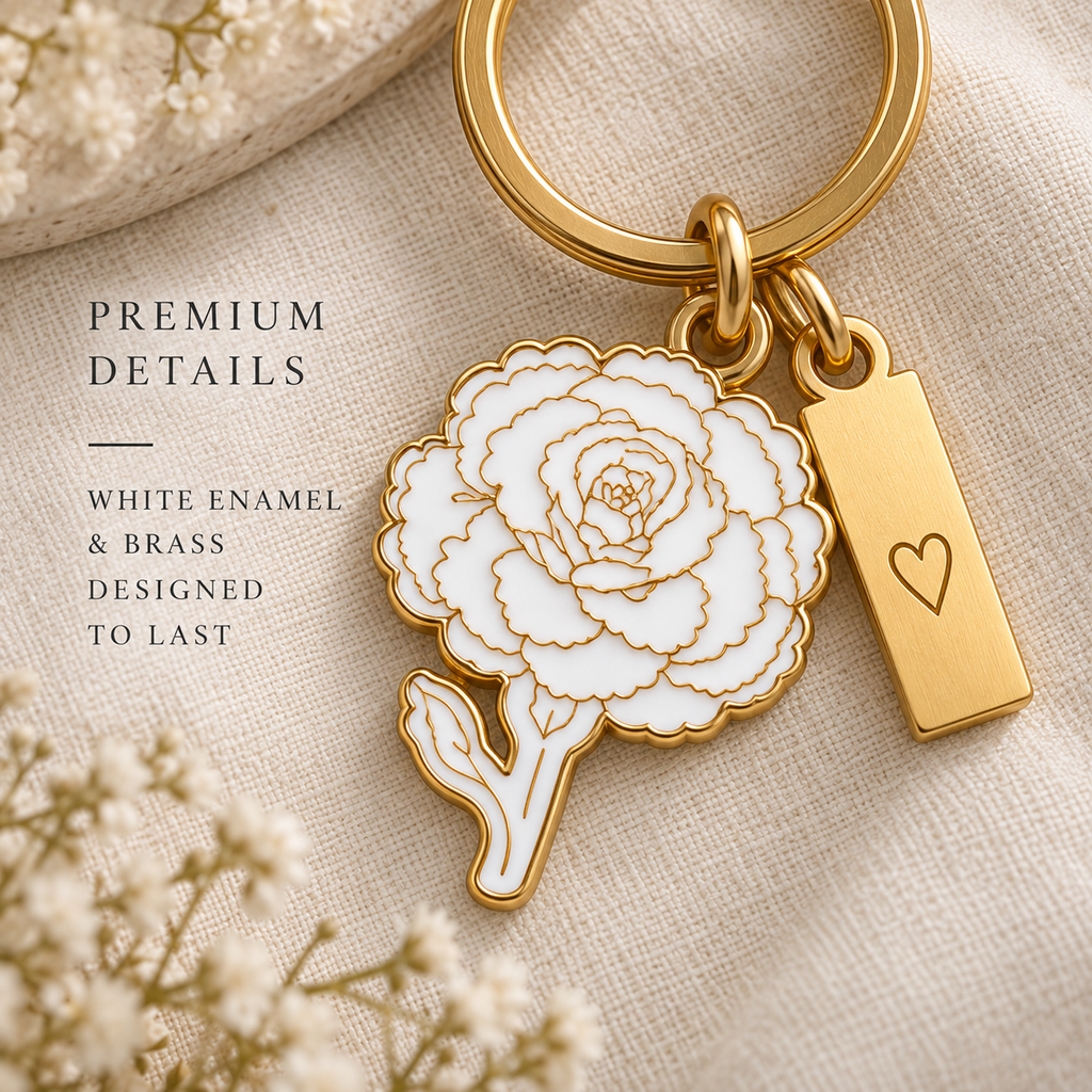 Birth Flower Enamel Keychain ⬩ Personalized
