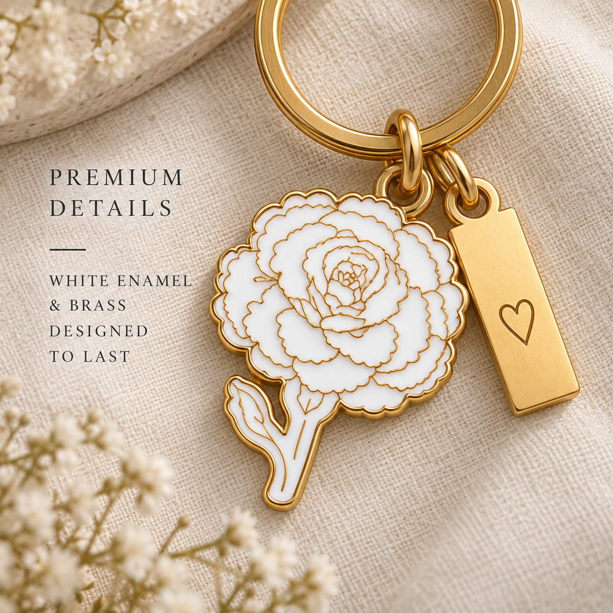 Birth Flower Enamel Keychain ⬩ Personalized