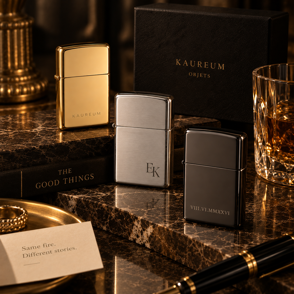 Zippo® Slim High Polish Brass Lighter ⬩ KAUREUM Exclusive