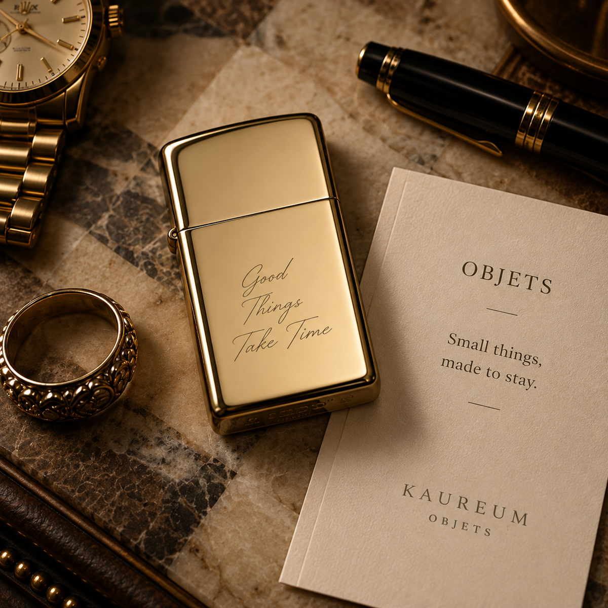 Zippo® Slim High Polish Brass Lighter ⬩ KAUREUM Exclusive
