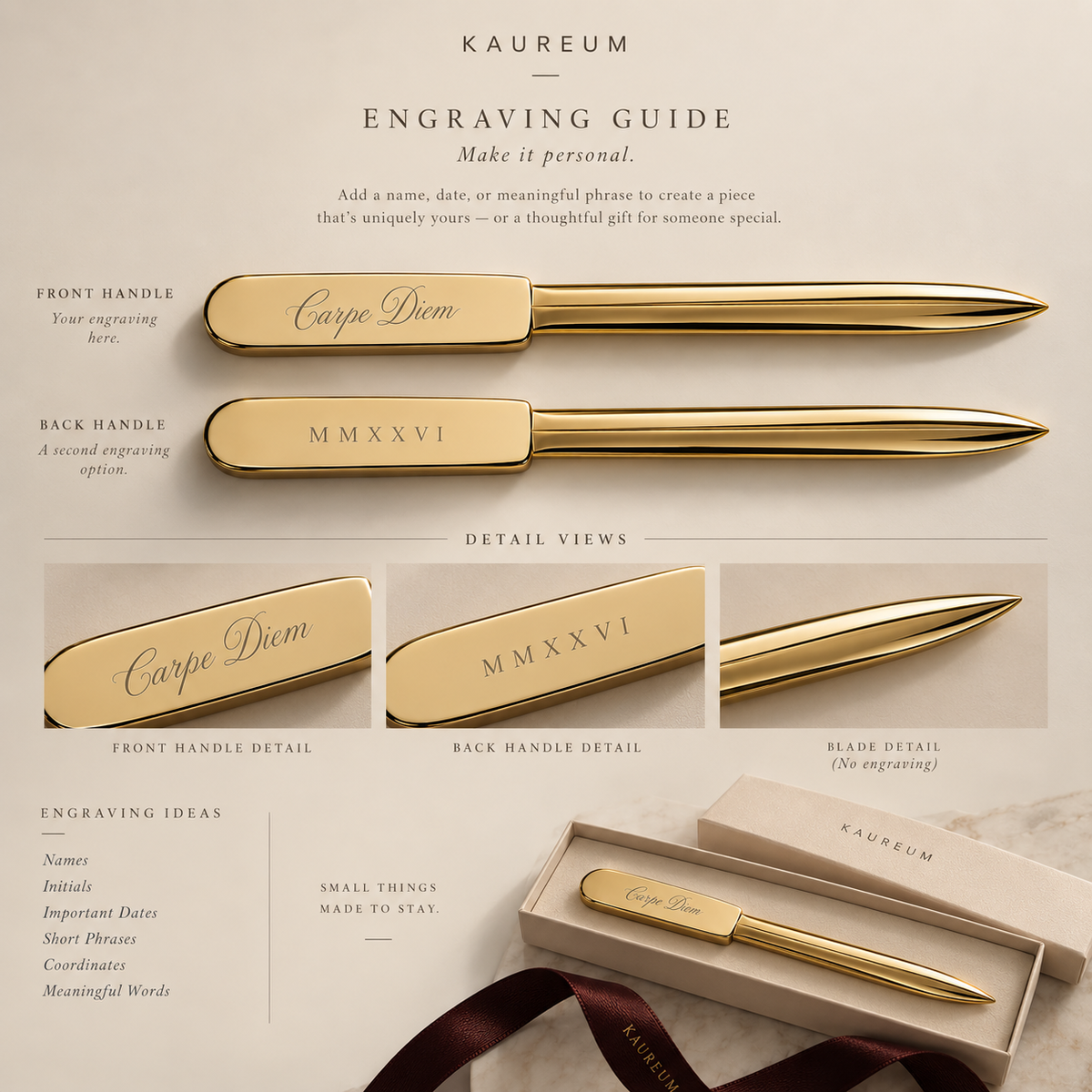 Keepsake Letter Opener ⬩ Gold