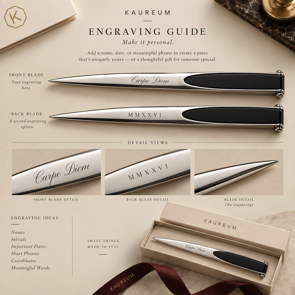 Black Inlay Letter Opener