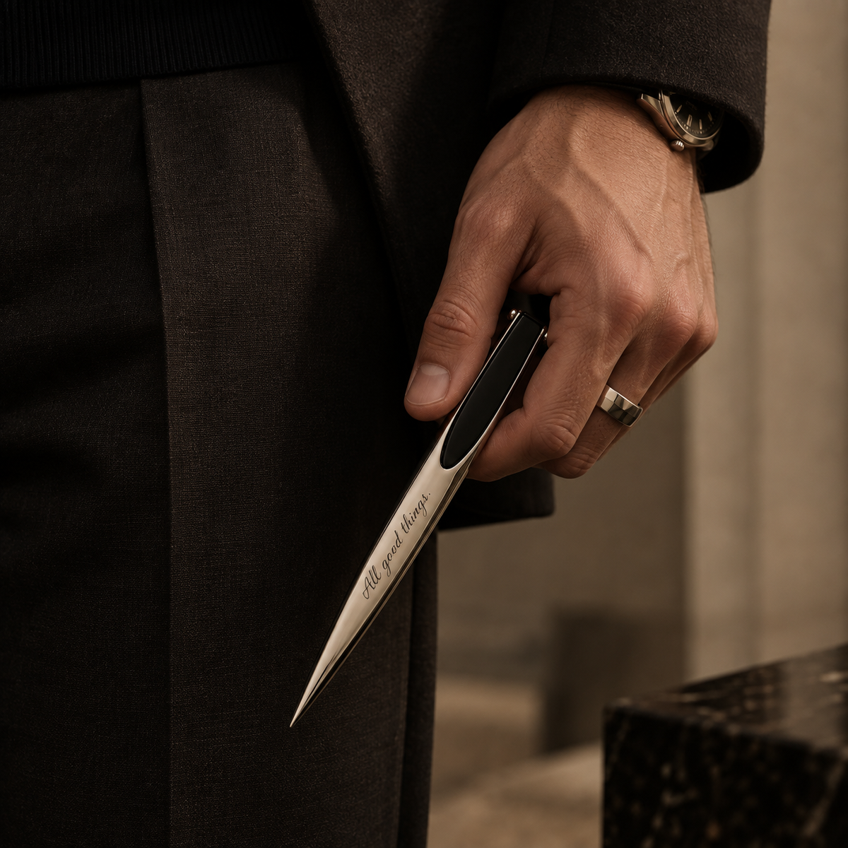 Black Inlay Letter Opener