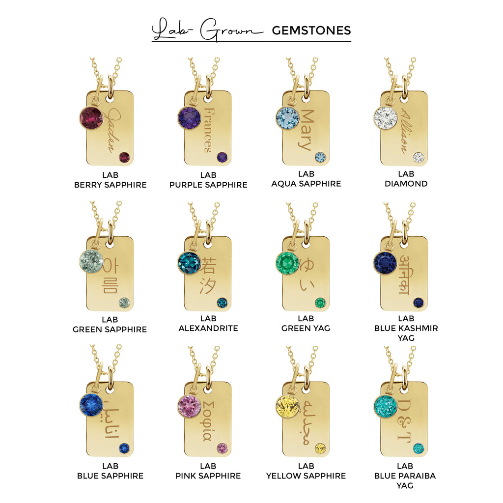 Mini Dog Tag with Round Birthstone Charm