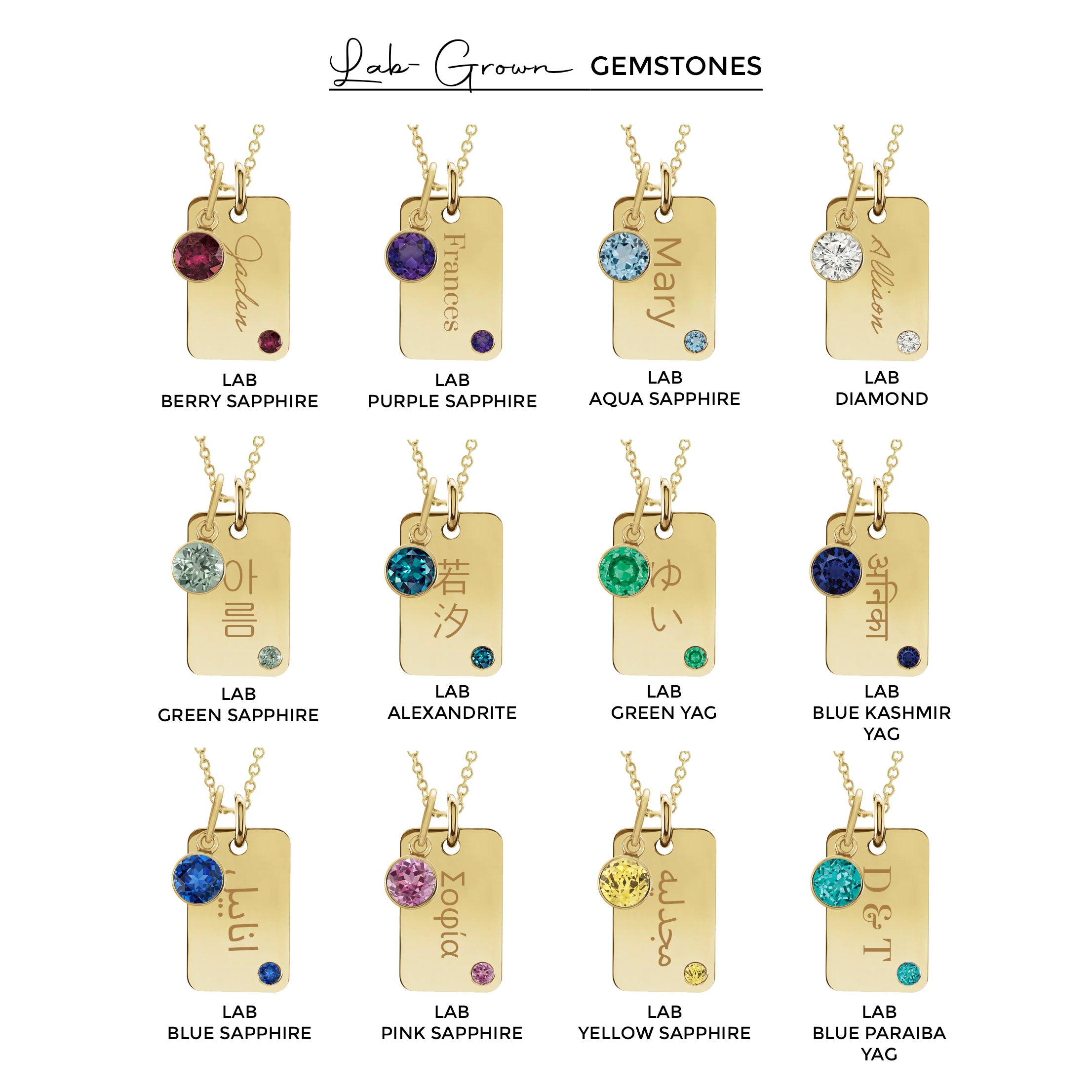 Mini Dog Tag with Round Birthstone Charm