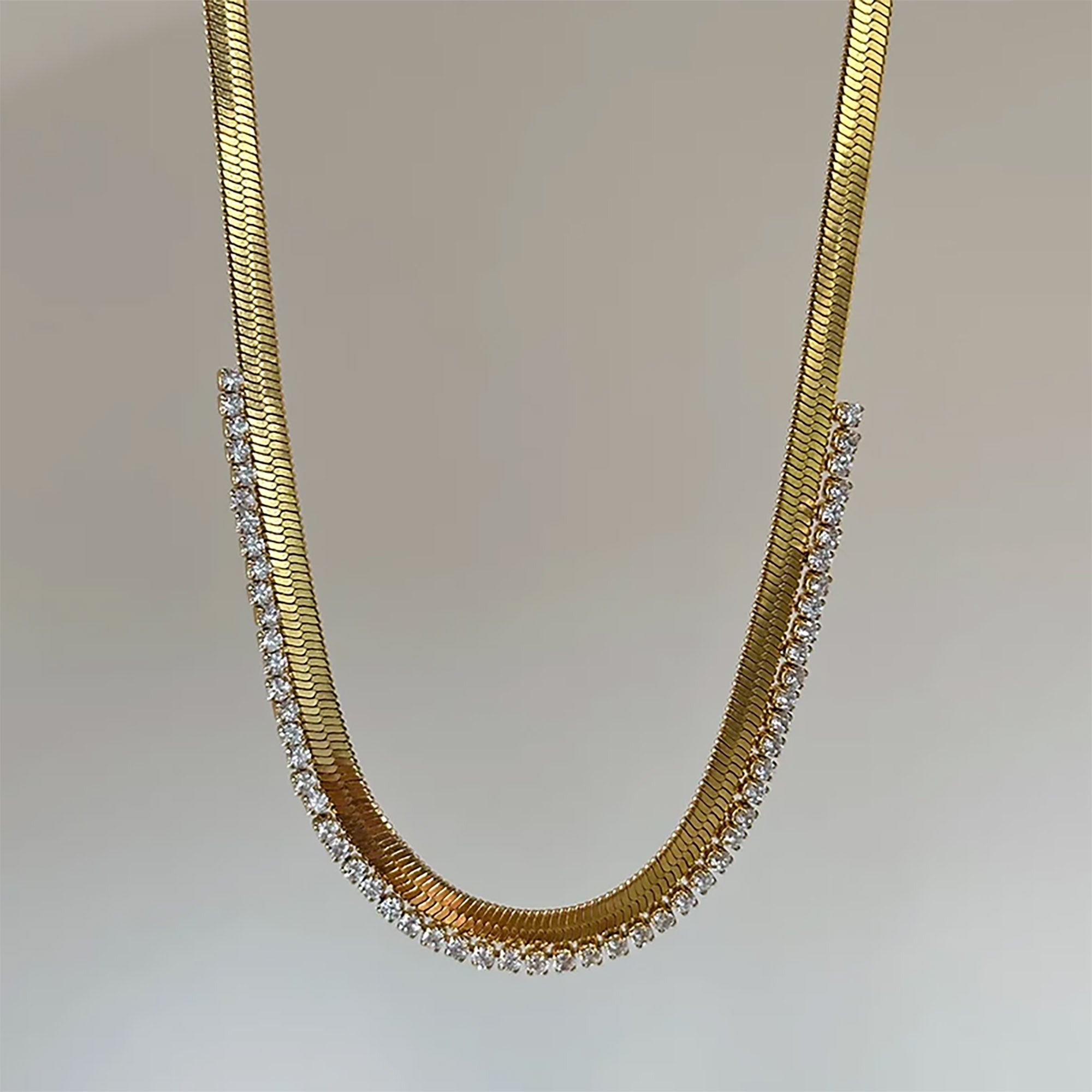 Lumière Herringbone Tennis Necklace