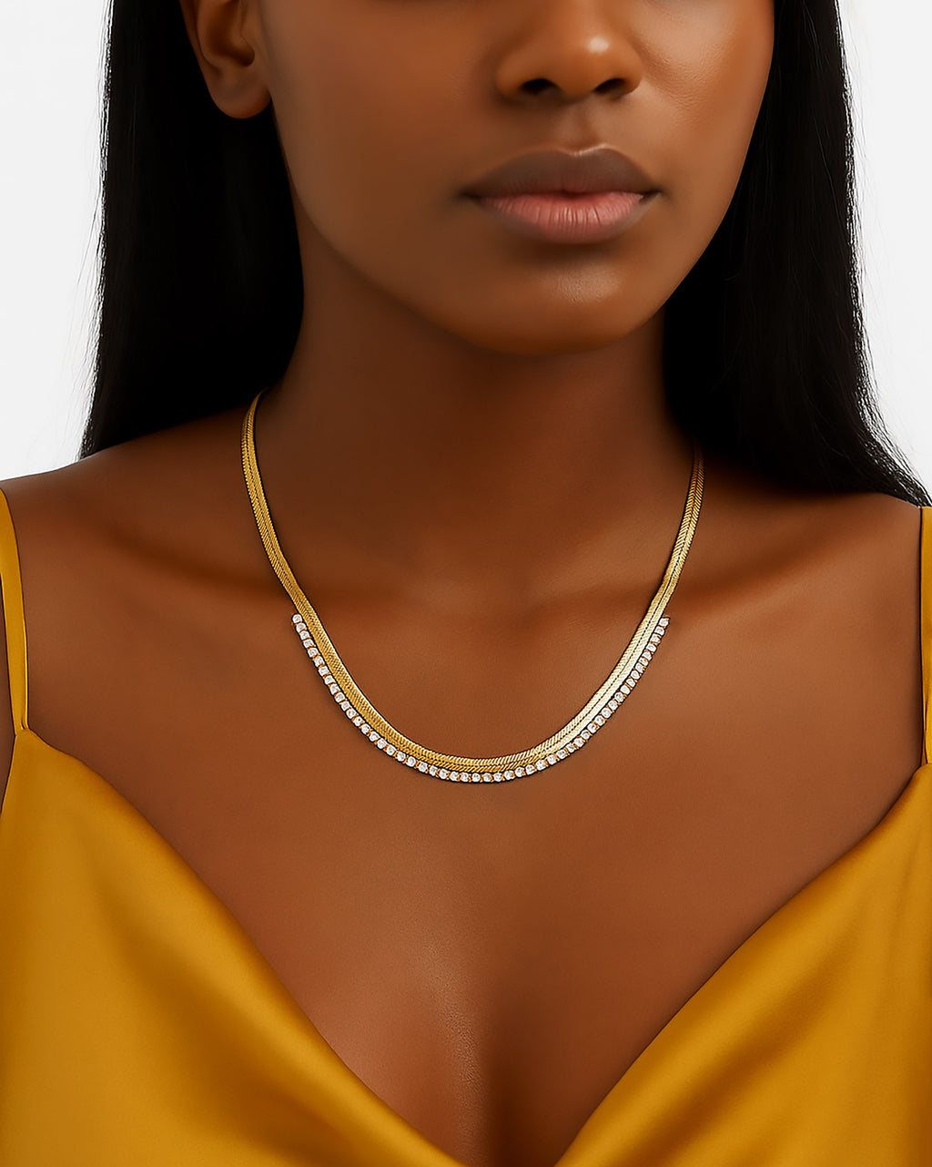 Lumière Herringbone Tennis Necklace