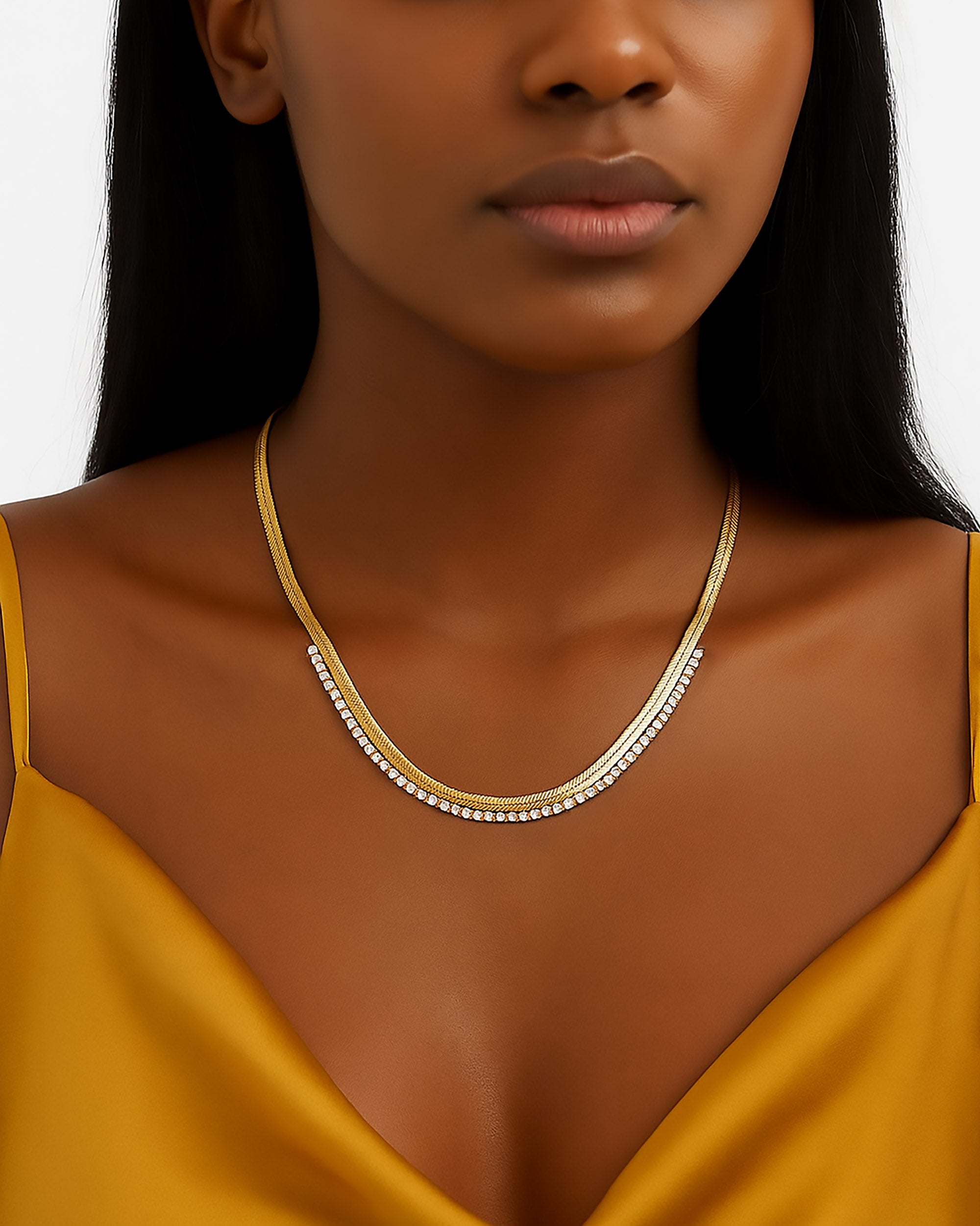 Lumière Herringbone Tennis Necklace