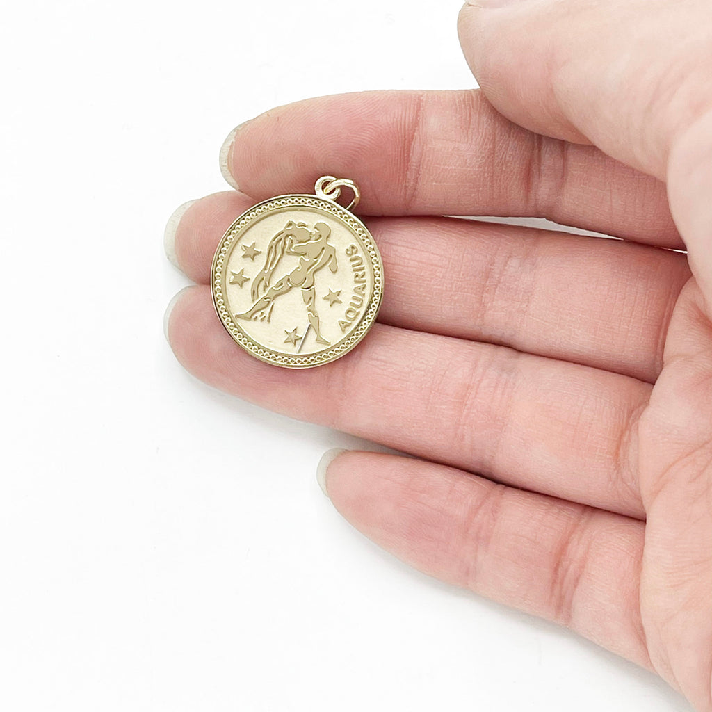 ASTRO ♦ Aquarius Zodiac Coin Pendant