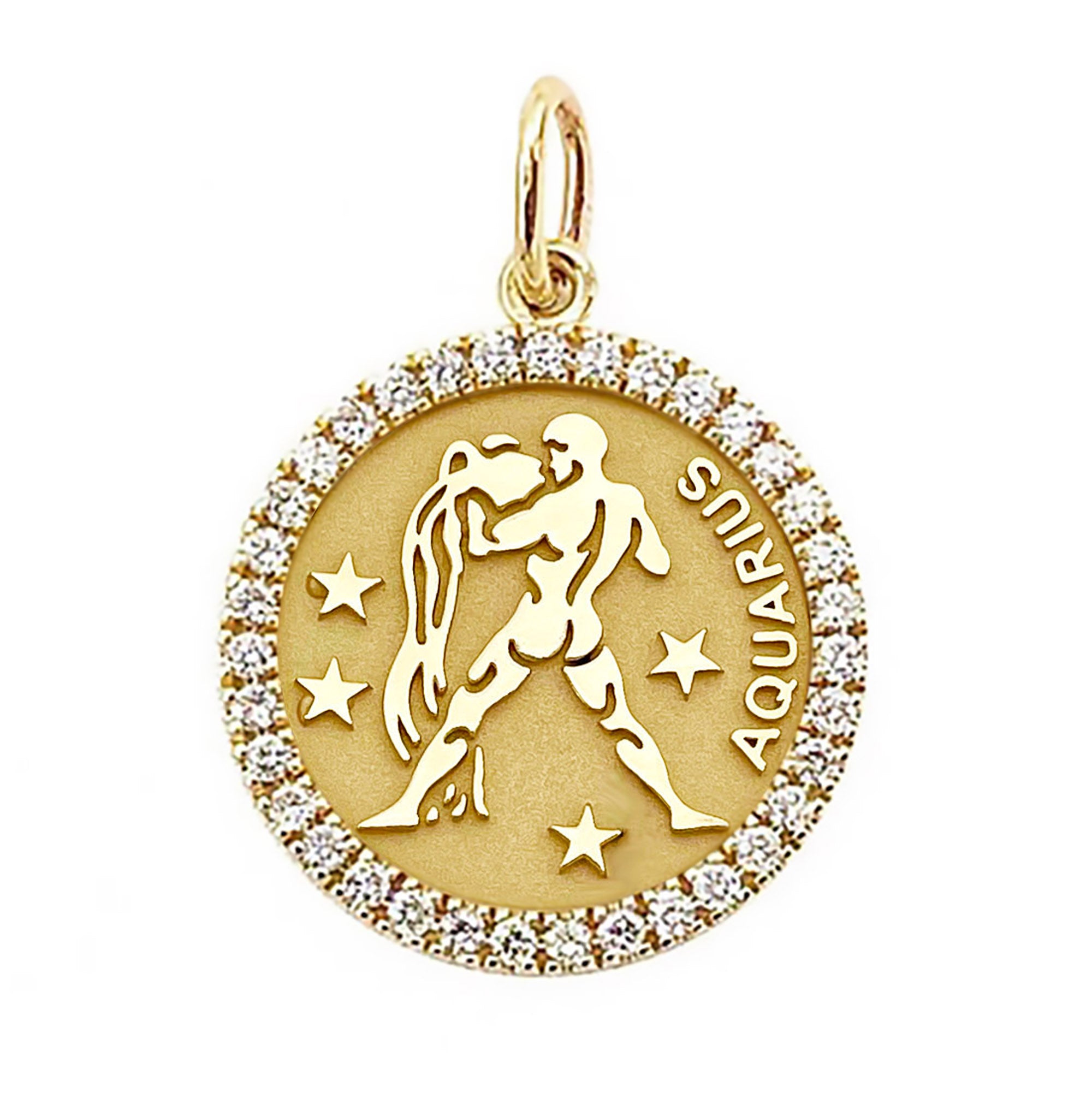 ASTRO ♦ Aquarius Diamond Zodiac Coin Pendant